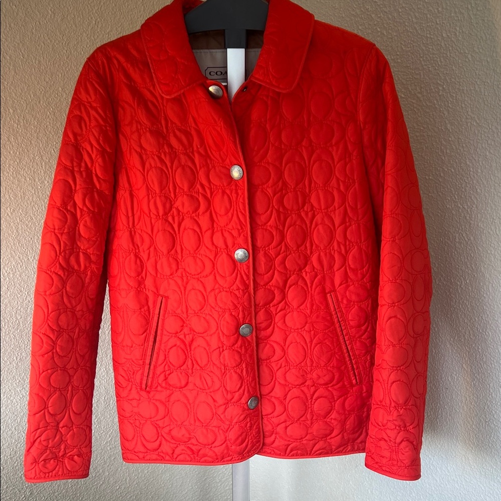 Coach Vibrant Orange Quilted Puffer Jacket